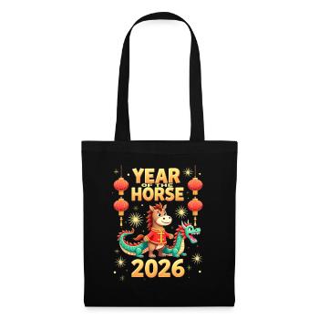 Nouvel An chinois du cheval 2026 - Sac en tissu - noir - Devant