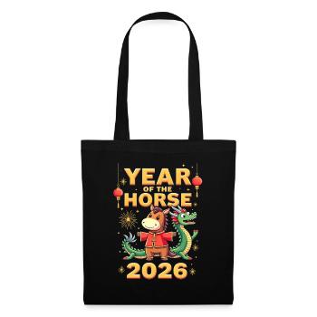 Nouvel An chinois du cheval 2026 - Sac en tissu - noir - Devant