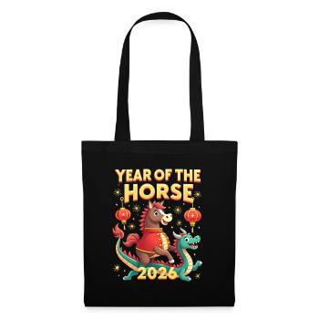 Nouvel An chinois du cheval 2026 - Sac en tissu - noir - Devant