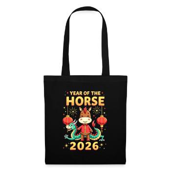 Nouvel An chinois du cheval 2026 - Sac en tissu - noir - Devant