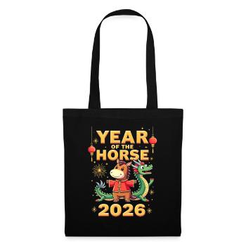 Nouvel An chinois du cheval 2026 - Sac en tissu - noir - Devant