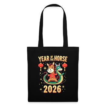 Nouvel An chinois du cheval 2026 - Sac en tissu - noir - Devant