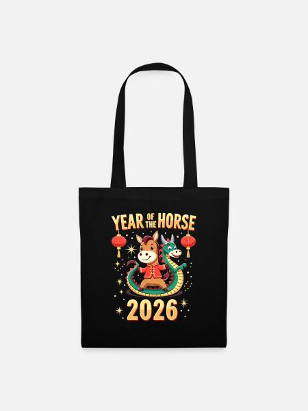 Chinese New Year Of The Horse 2026 - Stoffbeutel - Schwarz