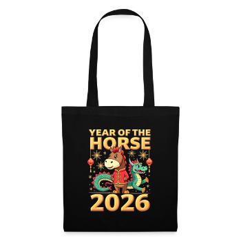 Nouvel An chinois du cheval 2026 - Sac en tissu - noir - Devant