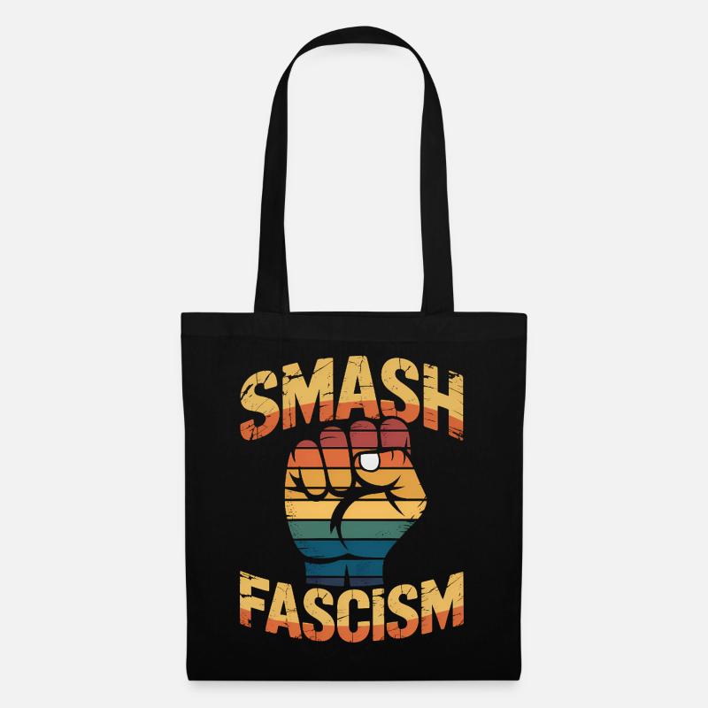 Smash Fascism – Antifaschistisches Tee - Stoffbeutel - Schwarz