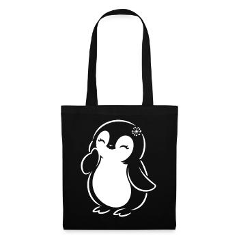 Cute Minimalist Penguin Silhouette Girl - Tote Bag - black - Front
