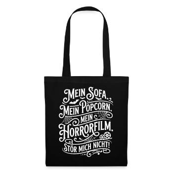 Horrorfilm-Nacht am Sofa & Popcorn - Stoffbeutel - Schwarz - Vorne