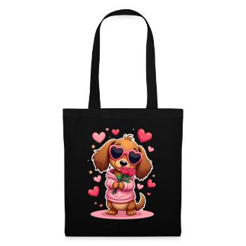 Dackel Dachshund Tekel - Stoffbeutel - Schwarz - Vorne