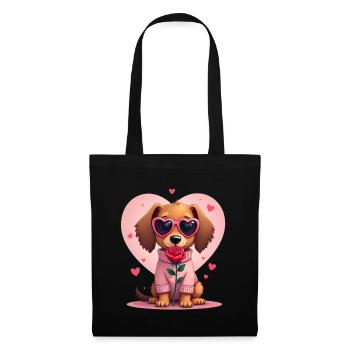 Dackel Dachshund Tekel - Stoffbeutel - Schwarz - Vorne