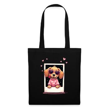 Dackel Dachshund Tekel - Stoffbeutel - Schwarz - Vorne