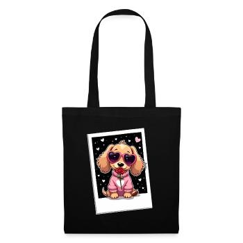 Dackel Dachshund Tekel - Stoffbeutel - Schwarz - Vorne