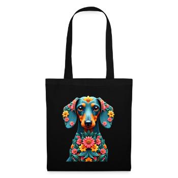 Dackel Dachshund Tekel - Stoffbeutel - Schwarz - Vorne