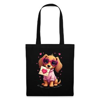 Dackel Dachshund Tekel - Stoffbeutel - Schwarz - Vorne