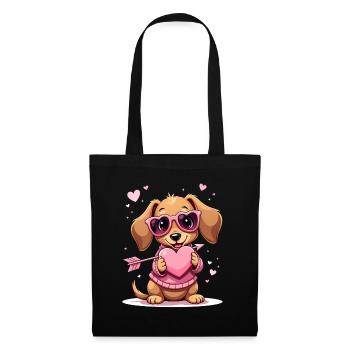 Dackel Dachshund Tekel - Stoffbeutel - Schwarz - Vorne