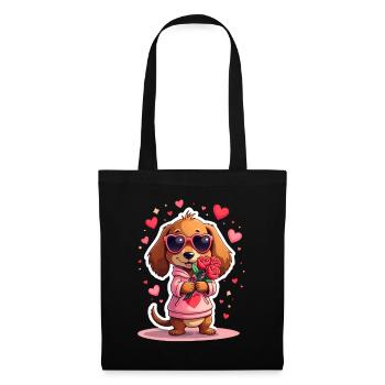 Dackel Dachshund Tekel - Stoffbeutel - Schwarz - Vorne