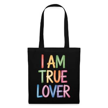 Je suis un vrai amoureux Écriture colorée Imprimé - Sac en tissu - noir - Devant