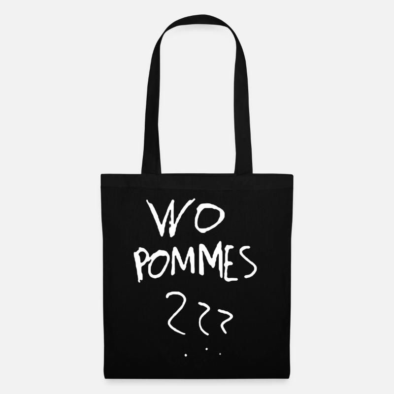 WoPommes – Lustiges Wortspiel Design mit Pommes  - Stoffbeutel - Schwarz