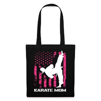 Karate Mama USA Flagge Kampfsport Mutter Pink - Stoffbeutel - Schwarz - Vorne