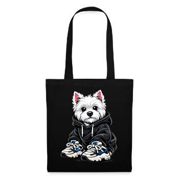 Westie cool en sweat à capuche et baskets oversize - Sac en tissu - noir - Devant