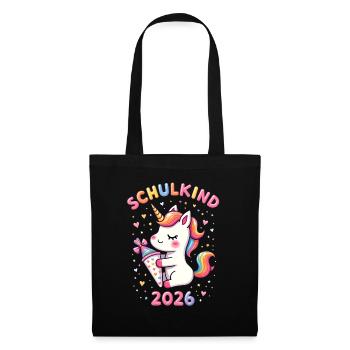 Schulkind 2026 Einschulung 2026 Schulanfang - Stoffbeutel - Schwarz - Vorne