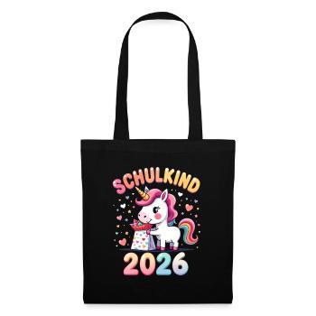 Schulkind 2026 Einschulung 2026 Schulanfang - Stoffbeutel - Schwarz - Vorne