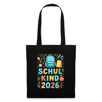 Schulkind 2026 Einschulung 2026 Schulanfang - Stoffbeutel - Schwarz - Vorne