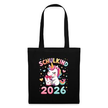 Schulkind 2026 Einschulung 2026 Schulanfang - Stoffbeutel - Schwarz - Vorne