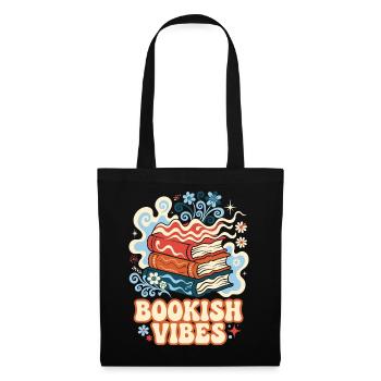 Bookish Vibes Retro Bücher - Stoffbeutel - Schwarz - Vorne
