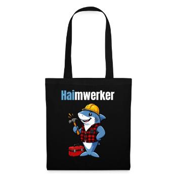Haimwerker – Lustiger Hai Handwerker - Stoffbeutel - Schwarz - Vorne