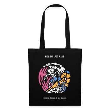 Ride The Last Wave Surfer Skull Ocean Gift - Tote Bag - black - Front