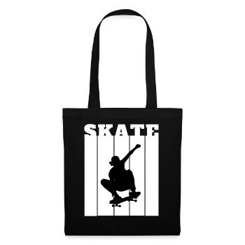 Skateboard Silhouette Skater Geschenk Cooles Shirt - Stoffbeutel - Schwarz - Vorne