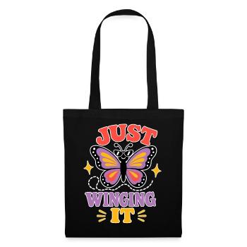 Just Winging It – Funny Butterfly - Tote Bag - black - Front