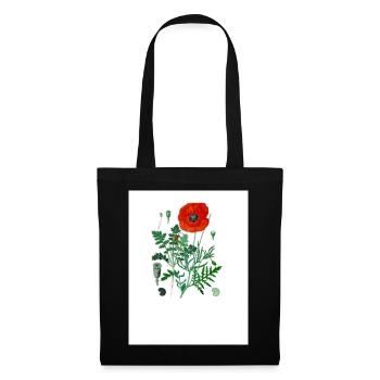Red poppy in botanical illustration - Tote Bag - black - Front