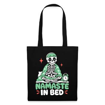 Namaste im Bett – Lustiger Yoga-Schlafspruch - Stoffbeutel - Schwarz - Vorne
