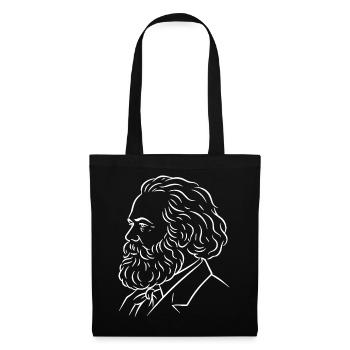 Karl-Marx-Linieporträt - Stoffbeutel - Schwarz - Vorne