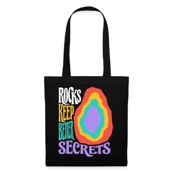 Geologie – Rocks Keep Better Secrets - Stoffbeutel - Schwarz - Vorne