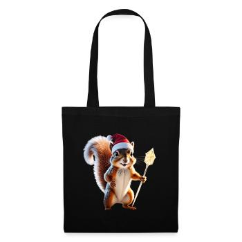 Magisches Weihnachts Eichhörnchen, Hüter des Wades - Stoffbeutel - Schwarz - Vorne