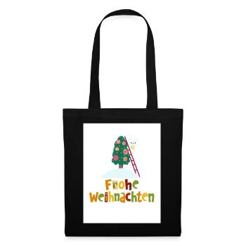 Froho wihnachten - Stoffbeutel - Schwarz - Vorne