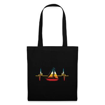Voilier battement cardiaque pulse cadeau voile - Sac en tissu - noir - Devant