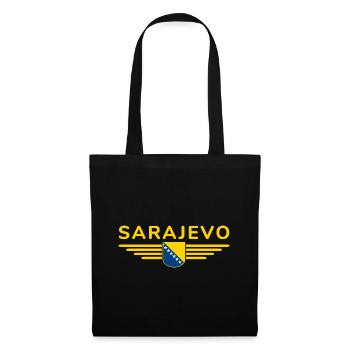 Sarajevo Bosnien Fan T-Shirt - Stoffbeutel - Schwarz - Vorne