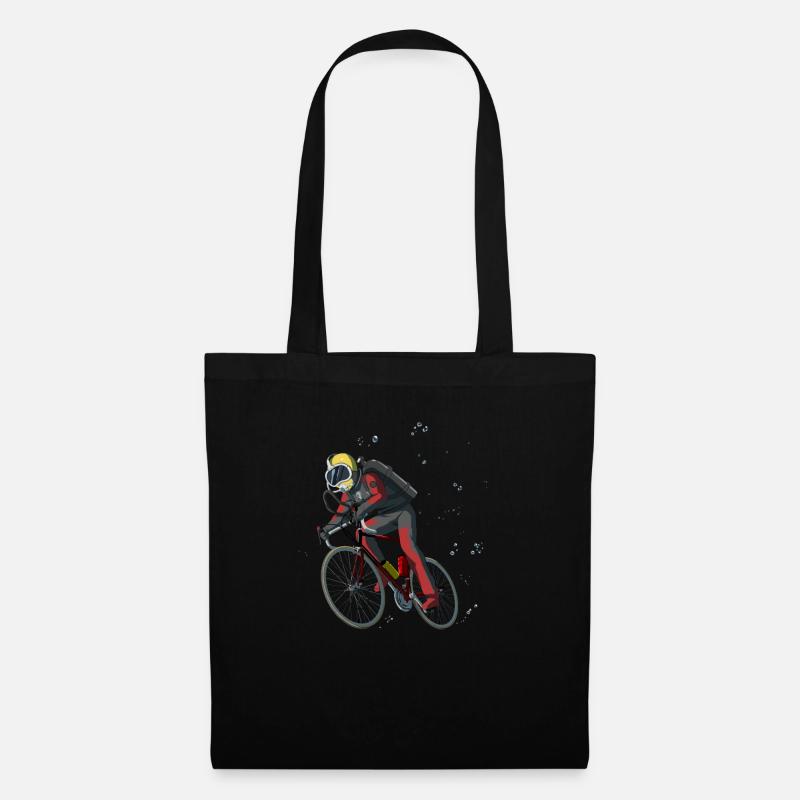Fahrradfahrer Taucher Geschenk Diving - Stoffbeutel - Schwarz