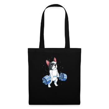 Bulldog français de remise en forme musculaire - Sac en tissu - noir - Devant