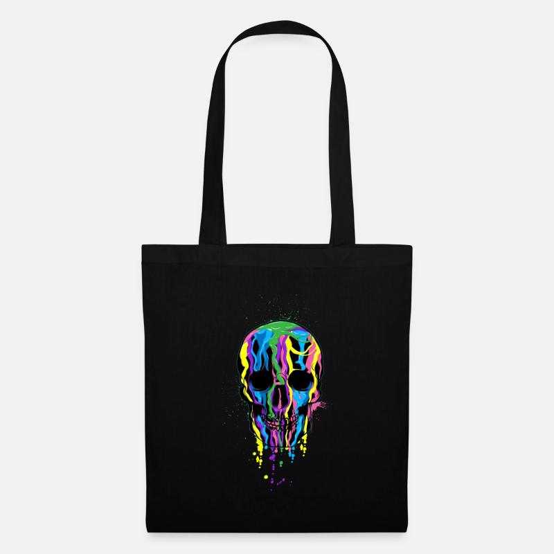 Totenkopf in Regenbogenfarben LGBT Halloween - Stoffbeutel - Schwarz