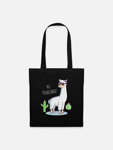 Funny Gift Lama No Problama Cactus Design - Stoffbeutel - Schwarz
