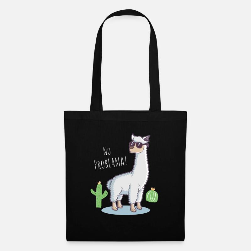 Funny Gift Lama No Problama Cactus Design - Stoffbeutel - Schwarz