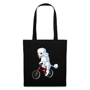 Chien caniche sur un vélo - Sac en tissu - noir - Devant