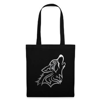 Howling Wolf - Funny Graphic Silvered Wolf Design - Tote Bag - black - Front