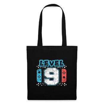 Level 9 - 9th Birthday Gift Design - Stoffbeutel - Schwarz - Vorne