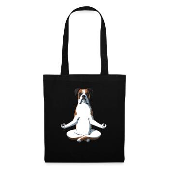 Yoga Boxer Hund - Stoffbeutel - Schwarz - Vorne