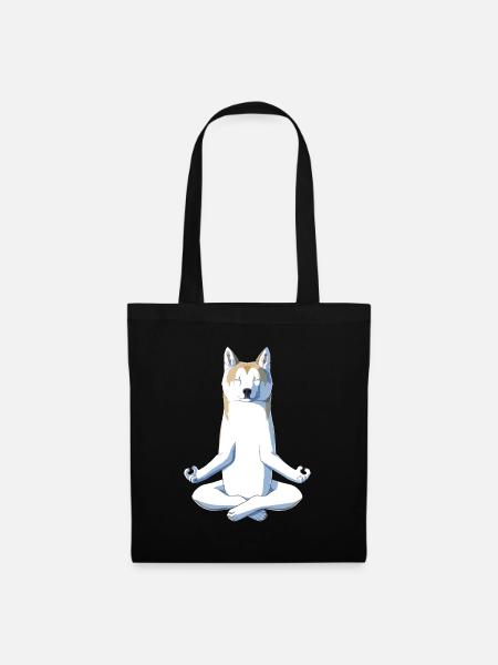Yoga Akita Hund - Stoffbeutel - Schwarz